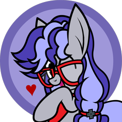Size: 2345x2345 | Tagged: safe, alternate version, artist:tridashie, oc, oc only, oc:cinnabyte, pony, adorkable, bandana, cinnabetes, cute, dork, excited, glasses, high res, icon, looking at you, party, pigtails, simple background, smiling, solo, transparent background