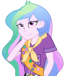 Size: 3989x4750 | Tagged: safe, edit, editor:slayerbvc, vector edit, princess celestia, principal celestia, equestria girls, g4, legend of everfree - bloopers, my little pony equestria girls: legend of everfree, .svg available, absurd resolution, arm behind head, cute, cutelestia, embarrassed, female, no makeup edit, simple background, solo, transparent background, vector