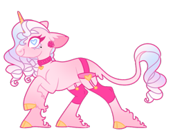 Size: 669x524 | Tagged: safe, artist:unicorn-mutual, oc, oc only, classical unicorn, pony, unicorn, cloven hooves, colored horn, female, garter belt, garters, heart eyes, horn, leonine tail, mare, simple background, solo, transparent background, unshorn fetlocks, wingding eyes