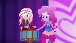 Size: 1600x900 | Tagged: safe, screencap, pinkie pie, sunset shimmer, equestria girls, equestria girls specials, g4, my little pony equestria girls: better together, my little pony equestria girls: sunset's backstage pass, female