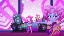 Size: 1920x1080 | Tagged: safe, screencap, kiwi lollipop, pinkie pie, sunset shimmer, equestria girls, equestria girls specials, g4, my little pony equestria girls: better together, my little pony equestria girls: sunset's backstage pass, female, guitar, k-lo, musical instrument