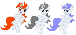 Size: 3612x1661 | Tagged: safe, artist:stabzor, oc, oc only, oc:apathia, oc:discentia, oc:karma, pony, unicorn, angry, bipedal, dancing, female, happy, high res, mare, party pony, ponified, reddit, simple background, transparent background, trio, vector