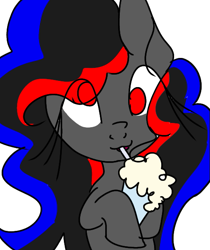 Size: 503x600 | Tagged: safe, artist:treble clefé, derpibooru exclusive, oc, oc only, oc:treble clefé, earth pony, pony, derp, female, filly, milkshake, milkshake ponies, simple background, solo, transparent background, young