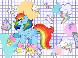Size: 960x720 | Tagged: safe, artist:annabellderwin, rainbow dash, pegasus, pony, g4, converse, female, folded wings, mare, raised hoof, shoes, wings