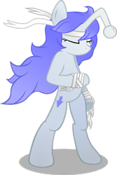 Size: 1999x3001 | Tagged: safe, oc, oc only, oc:discentia, pony, unicorn, bandage, bipedal, downvote, female, long hair, mare, reddit, simple background, solo, transparent background