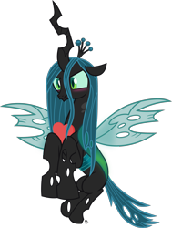Size: 2185x2890 | Tagged: safe, artist:anime-equestria, queen chrysalis, changeling, changeling queen, g4, annoyed, blushing, cute, cutealis, female, heart, high res, horn, love, simple background, solo, transparent background, tsundalis, vector, wings