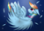 Size: 2338x1700 | Tagged: safe, alternate version, artist:victoria-luna, rainbow dash, pegasus, pony, g4, blood, falling, female, mare, sky, solo, spread wings, wings