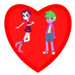 Size: 800x800 | Tagged: source needed, safe, artist:glittertiara, artist:ra1nb0wk1tty, artist:thecheeseburger, edit, cayenne, spike, equestria girls, g4, base used, cayike, duo, female, heart, human spike, male, shipping, shipping heart, simple background, straight, transparent background