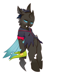 Size: 970x1280 | Tagged: safe, artist:guiltyp, oc, oc only, oc:clock, changeling, clothes, shirt, simple background, solo, transparent background