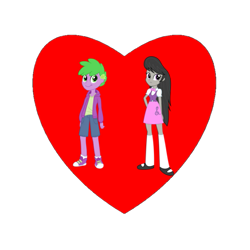 Size: 737x737 | Tagged: safe, artist:katequantum, artist:thecheeseburger, edit, octavia melody, spike, equestria girls, g4, duo, female, heart, human spike, male, ship:spiketavia, shipping, shipping heart, simple background, straight, transparent background