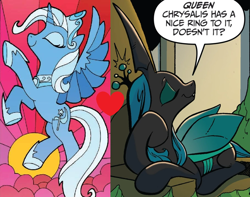 Size: 910x716 | Tagged: safe, idw, queen chrysalis, trixie, alicorn, pony, g4, alicornified, alternate universe, draw me like one of your french girls, female, lesbian, mirror universe, race swap, shipping, shipping domino, trixalis, trixiecorn