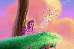 Size: 720x480 | Tagged: safe, screencap, skywishes, star catcher, butterfly, earth pony, pegasus, pony, dancing in the clouds, g3, animated, cloud, duo, female, flying, mare, no dialogue, shipping fuel, sky, sound, webm