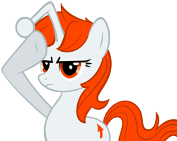 Size: 2560x2036 | Tagged: safe, artist:ironfruit, oc, oc only, oc:karma, pony, unicorn, cutie mark, female, high res, mare, ponified, rainbow dash salutes, reddit, salute, simple background, solo, transparent background, upvote, vector