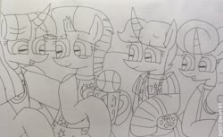 Size: 3282x2011 | Tagged: safe, artist:徐詩珮, fizzlepop berrytwist, glitter drops, spring rain, tempest shadow, twilight sparkle, alicorn, pony, unicorn, series:sprglitemplight diary, series:sprglitemplight life jacket days, series:springshadowdrops diary, series:springshadowdrops life jacket days, g4, alternate universe, bisexual, broken horn, clothes, cute, equestria girls outfit, female, glitterbetes, high res, horn, lesbian, lifeguard, lifeguard spring rain, paw patrol, polyamory, ship:glitterlight, ship:glittershadow, ship:sprglitemplight, ship:springdrops, ship:springlight, ship:springshadow, ship:springshadowdrops, ship:tempestlight, shipping, sports, springbetes, swimsuit, tempestbetes, traditional art, twilight sparkle (alicorn)