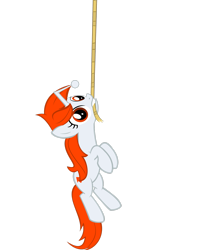 Size: 2209x2714 | Tagged: safe, artist:splintered-pencil, oc, oc only, oc:karma, pony, unicorn, cutie mark, female, hanging, high res, mare, mouth hold, ponified, reddit, rope, simple background, solo, transparent background, upvote, vector
