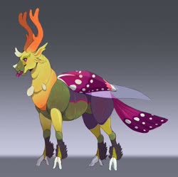 Size: 1024x1021 | Tagged: safe, artist:sutexii, thorax, changedling, changeling, g4, alternate design, antlers, gradient background, horn, king thorax, male, solo, wings