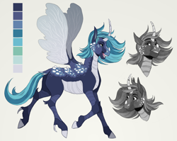 Size: 2744x2185 | Tagged: safe, artist:sutexii, oc, oc only, changedling, changeling, changepony, hybrid, female, high res, horn, interspecies offspring, offspring, parent:queen chrysalis, parent:shining armor, parents:shining chrysalis, simple background, smiling, solo, spread wings, trotting, wings
