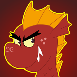 Size: 1720x1719 | Tagged: safe, artist:sketchymouse, garble, dragon, g4, badass, bust, freckles, gradient background, male, solo