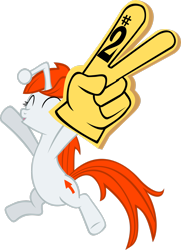 Size: 2082x2880 | Tagged: safe, artist:videogamesizzle, oc, oc only, oc:karma, pony, unicorn, g4, sonic rainboom (episode), ^^, bipedal, cheering, cutie mark, eyes closed, female, foam finger, high res, mare, ponified, reddit, simple background, solo, transparent background, upvote, vector