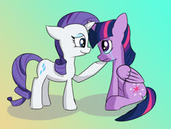 Size: 2888x2184 | Tagged: safe, artist:anderdraws, rarity, twilight sparkle, alicorn, pony, unicorn, g4, comforting, crossed horns, crying, duo, female, high res, horn, horns are touching, lesbian, ship:rarilight, shipping, teary eyes, twilight sparkle (alicorn)