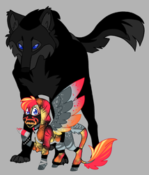 Size: 3243x3783 | Tagged: safe, artist:crazysketch101, oc, oc only, oc:crazy looncrest, pegasus, pony, wolf, high res, leonine tail, spray paint, tail