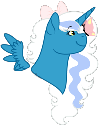 Size: 1170x1461 | Tagged: safe, artist:kindzaart, oc, oc only, oc:fleurbelle, alicorn, butterfly, pony, alicorn oc, bow, female, hair bow, happy, horn, mare, side view, simple background, smiling, solo, transparent background, yellow eyes