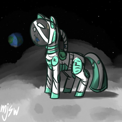 Size: 4000x4000 | Tagged: safe, artist:mjsw, oc, oc only, pony, moon, sketch, solo, space, spacesuit