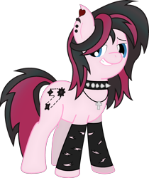 Size: 1812x2155 | Tagged: safe, artist:soulakai41, oc, oc only, oc:xena, earth pony, pony, choker, female, leg warmers, mare, simple background, solo, spiked choker, transparent background