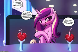 Size: 1125x750 | Tagged: safe, artist:lumineko, princess cadance, alicorn, pony, g4, date, female, hearts and hooves day, holiday, looking at you, mare, speech bubble, talking to viewer, this will end in a threesome, valentine's day