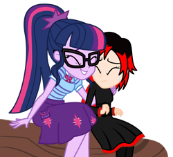 Size: 1600x1451 | Tagged: safe, artist:cherylblackberrychan, artist:lhenao, sci-twi, twilight sparkle, equestria girls, g4, barely eqg related, base used, crossover, equestria girls-ified, ruby rose, rwby, simple background, transparent background