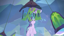 Size: 1335x749 | Tagged: safe, screencap, starlight glimmer, pony, g4, the ending of the end, cage, female, levitation, magic, self-levitation, smug, smuglight glimmer, solo, telekinesis