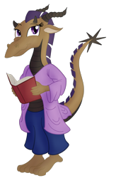 Size: 2858x4366 | Tagged: safe, artist:sixes&sevens, twilight sparkle, anthro, g4, book, clothes, dovahkiin, dungeons and dragons, female, horns, pen and paper rpg, robe, rpg, simple background, solo, transparent background, wizard