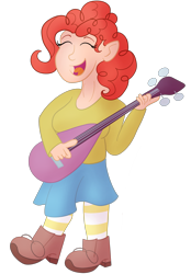 Size: 2235x3213 | Tagged: safe, artist:sixes&sevens, pinkie pie, human, g4, bard, clothes, dungeons and dragons, eyes closed, fantasy class, female, halfling, high res, humanized, lute, musical instrument, pen and paper rpg, rpg, simple background, singing, socks, solo, striped socks, transparent background