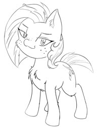 Size: 1062x1370 | Tagged: safe, artist:steelsoul, babs seed, earth pony, pony, g4, female, filly, lineart, looking at you, monochrome, solo