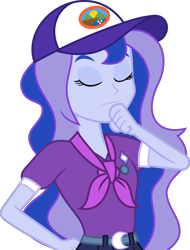 Size: 7000x9205 | Tagged: safe, artist:luckreza8, edit, editor:slayerbvc, vector edit, princess luna, vice principal luna, equestria girls, g4, my little pony equestria girls: legend of everfree, absurd resolution, cap, clothes, eyes closed, female, hat, no makeup edit, shorts, simple background, solo, transparent background, vector