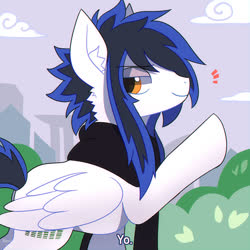 Size: 700x700 | Tagged: safe, artist:renciel, oc, oc only, oc:sky digit, pegasus, pony, clothes, scarf, solo