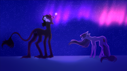 Size: 3614x2042 | Tagged: safe, artist:hyshyy, king sombra, oc, earth pony, pony, g4, female, high res, mare, night, snow