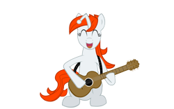 Size: 2048x1284 | Tagged: safe, artist:masterkid1230, oc, oc only, oc:karma, pony, unicorn, ^^, eyes closed, female, guitar, mare, musical instrument, ponified, reddit, simple background, singing, sitting, transparent background, vector