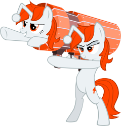 Size: 1911x2000 | Tagged: safe, alternate version, artist:evilhom3r, oc, oc only, oc:karma, pony, unicorn, aiming, bipedal, cannon, cannon ponies, cutie mark, duo, female, mare, ponified, reddit, self ponidox, simple background, transparent background, upvote, vector