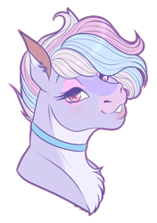 Size: 1280x1820 | Tagged: safe, artist:caff, oc, oc only, pony, collar, female, head shot, mare, pastel, simple background, solo, transparent background
