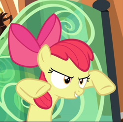 Size: 883x871 | Tagged: safe, screencap, apple bloom, g4, surf and/or turf, cropped, female, smiling, solo, train