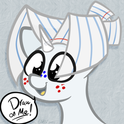 Size: 1000x1000 | Tagged: safe, artist:binkyt11, oc, oc only, oc:paper doll, alicorn, pony, pony town, alicorn oc, androgynous, freckles, horn, paper, solo, speech bubble, style emulation