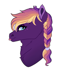 Size: 2581x3000 | Tagged: safe, artist:venommocity, oc, oc only, oc:indigo, pony, bust, female, high res, mare, portrait, simple background, solo, tongue out, transparent background