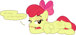 Size: 6498x3000 | Tagged: safe, alternate version, artist:sollace, apple bloom, earth pony, pony, g4, growing up is hard to do, :o, bedroom eyes, bodypaint, bow, covered cutie mark, cropped, cute, cutie mark, dialogue, draw me like one of your french girls, female, filly, foal, lidded eyes, looking at you, lying down, mare, no regrets, older, on side, open mouth, paint, paintbrush, show accurate, simple background, solo, transparent background, vector, younger