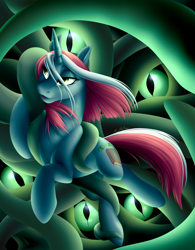 Size: 1348x1728 | Tagged: safe, artist:mythpony, oc, oc only, oc:roseate grimsbane, pony, unicorn, female, mare, solo, tentacles