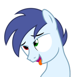 Size: 800x800 | Tagged: safe, artist:mythchaser1, oc, oc only, oc:slipstream, pegasus, pony, ahegao, blue mane, eyes rolling back, heterochromia, male, open mouth, show accurate, simple background, stallion, tongue out, transparent background