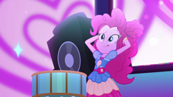 Size: 1600x900 | Tagged: safe, screencap, pinkie pie, equestria girls, equestria girls specials, g4, my little pony equestria girls: better together, my little pony equestria girls: sunset's backstage pass, female, geode of sugar bombs, magical geodes, music festival outfit, solo