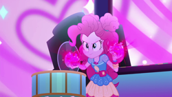 Size: 1600x900 | Tagged: safe, screencap, pinkie pie, equestria girls, equestria girls specials, g4, my little pony equestria girls: better together, my little pony equestria girls: sunset's backstage pass, drums, female, geode of sugar bombs, magical geodes, music festival outfit, musical instrument, solo