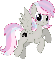 Size: 2251x2409 | Tagged: safe, artist:soulakai41, oc, oc only, oc:sweet shutter, pegasus, pony, elf ears, female, flying, full body, high res, hooves, mare, pegasus oc, purple eyes, simple background, smiling, solo, spread wings, tail, transparent background, two toned mane, two toned tail, wings