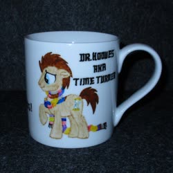 Size: 1024x1024 | Tagged: safe, artist:malte279, doctor whooves, time turner, g4, collage, craft, cup, porcelain, porcelain painting